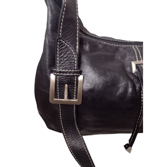 Vtg Etienne Aigner Soft Leather Crossbody Shoulder Bag Purse Black Logo Biker - Picture 5 of 8